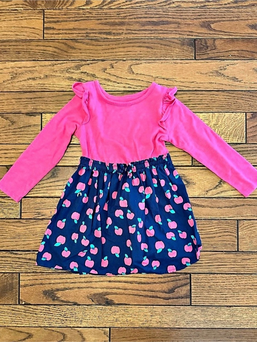 Cat & Jack Girls Apple Dress Pink & Blue Size 4T